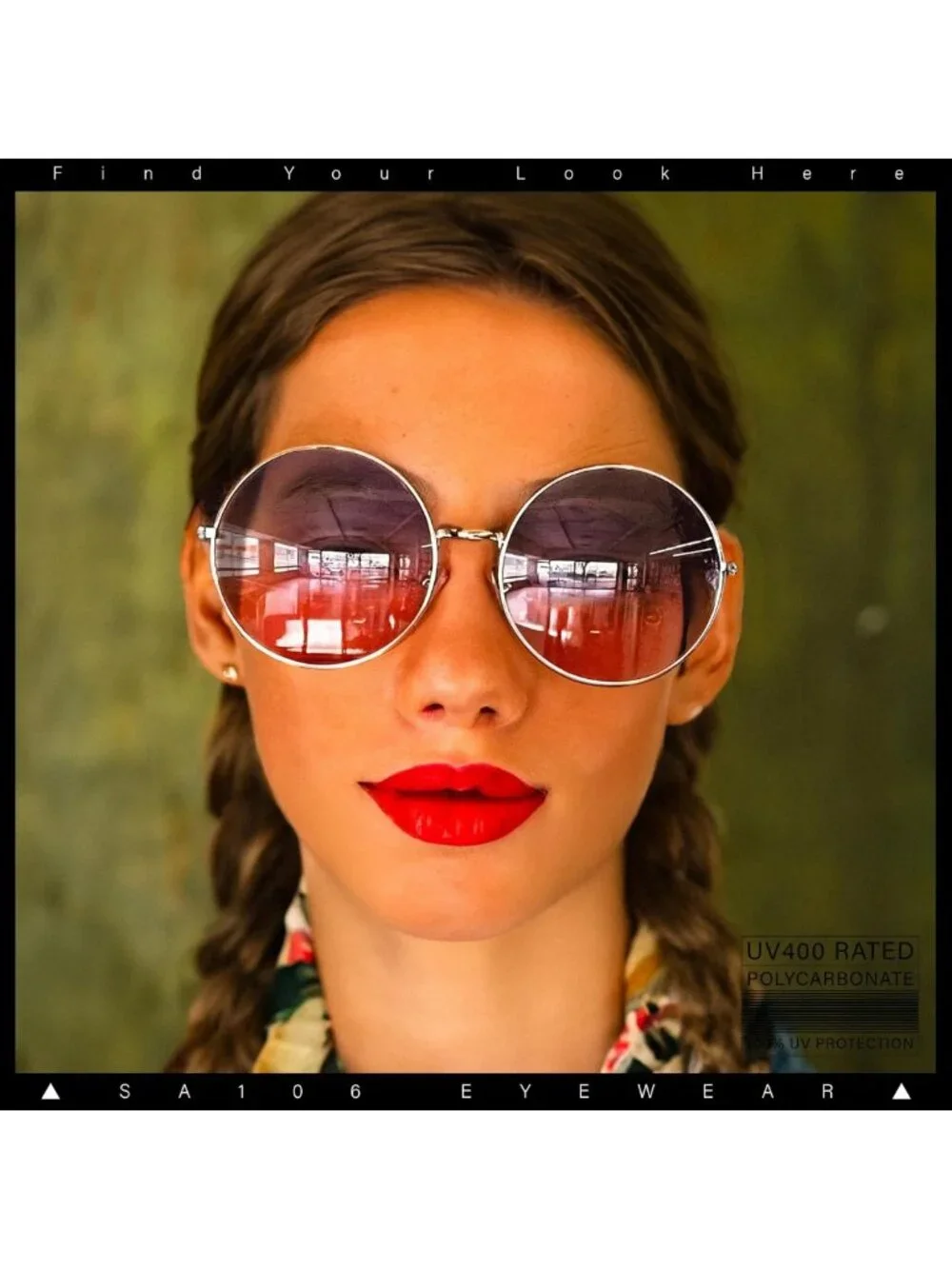Oversized Hippie Round Circle Lens Sunglasses - Classic Retro Style, UV